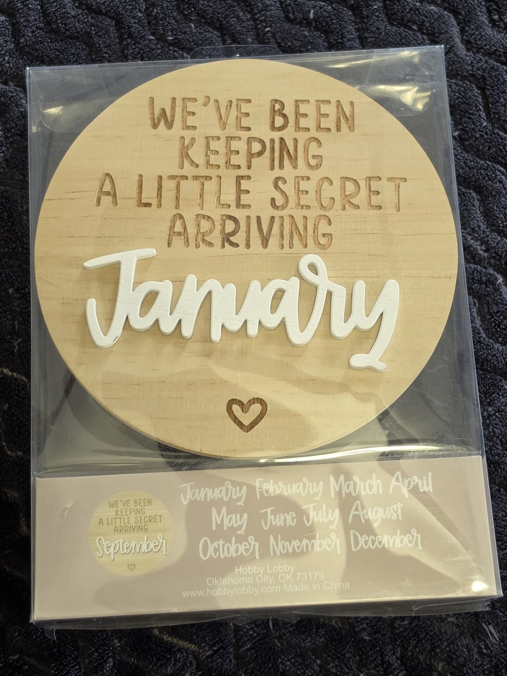 Hobby Lobby Round Natural Wood & White Baby Announcement Disc